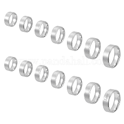 Unicraftale 21 pz 7 anelli a fascia in acciaio inossidabile taglia 201 per donna, colore acciaio inossidabile, diametro interno: 16~22.2mm, 3pcs / size