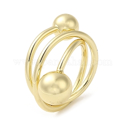 Anelli avvolgenti in ottone, grande anello a sfera per donna, vero placcato oro 18k, 2~22mm, diametro interno: 18mm