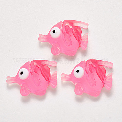 Cabujones translúcidos de resina esmerilada, pescado, color de rosa caliente, 24x18x7mm