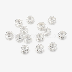 Séparateurs perles en alliage de style tibétain, sans plomb et sans cadmium, donut, couleur argentée, 6 mm de diamètre, épaisseur de 3mm, Trou: 3mm