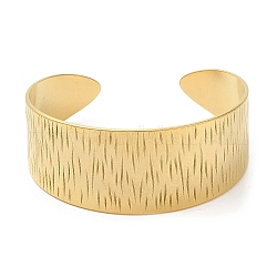 Placcatura ionica (ip) 304 braccialetti in acciaio inossidabile, ampi bracciali per polsini, gioielli per le donne, vero placcato oro 18k, diametro interno: 2-3/8 pollice (5.9 cm)