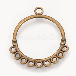 Composants de lustre en alliage de style tibétain, anneau, Sans cadmium & sans nickel & sans plomb, bronze antique, 32.5x29x1.5mm, Trou: 1.5~2mm