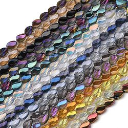 Brins de perles de verre de galvanoplastie transparentes, mixedstyle, larme, couleur mixte, 18.5x12.5x6mm, Trou: 1mm, Environ 40 pcs/chapelet, 29.29 pouce (74.4 cm)
