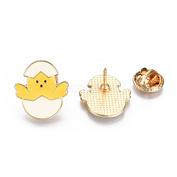 Chicken Enamel Pin, Animal Alloy Brooch for Backpack Clothes, Cadmium Free & Lead Free, Light Gold, Yellow, 20x18.5x12mm, Pin: 1mm