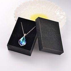 Ожерелья с подвесками из гальванического стекла с покрытием teardrop ab, с латунными кабельными цепями платинового тона, красочный, 17.9 дюйм