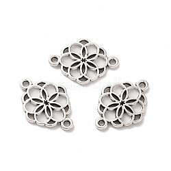 Tibetan Style Alloy Connector Charms, Flower Links, Nickel, Antique Silver, 15x21x1.5mm, Hole: 1.5mm, about 500pcs/500g