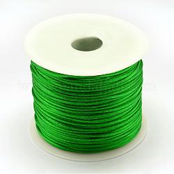 Hilo de nylon, Cordón de satén de cola de rata, verde, 1.5mm, Aproximadamente 100 yardas / rollo (300 pies / rollo)