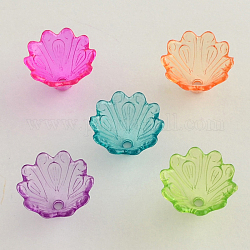 Transparentes bouchons fleur acrylique de perles, plus pétale, couleur mixte, 10x15.5mm, Trou: 1.8mm