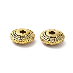 Perline in lega stile tibetano,  cadmio& piombo libero, rotondo e piatto, oro antico, 8x3mm, Foro: 1.6 mm