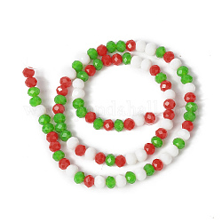 Brins de perles de verre sur le thème de Noël, facette, abaque, lime green, 6x5mm, Trou: 1mm, Environ 89~93 pcs/chapelet, 17.01~17.52 pouce (43.2~44.5 cm)
