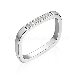 304 anillo de acero inoxidable con rhinestone., Rectángulo, cristal, amplia: 3 mm