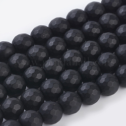 Sintetico pietra nera fili di perline, tinto, sfaccettato, smerigliato, tondo, nero, 10mm, Foro: 1 mm, 35 pcs / Filo, 14.76 pollice
