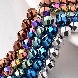 Electroplate Non-magnetic Synthetic Hematite Beads Strands, Twisted Oval, Mixed Color, 8x7mm, Hole: 1mm, about 50pcs/strand, 15.7 inch