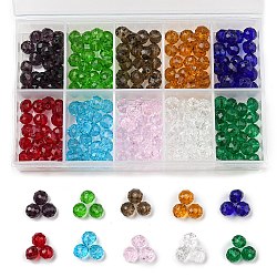 350 pièces 14 brins de perles de verre de style, facette, rondelle, couleur mixte, 9.5x8mm, Trou: 1.2mm, 10x8mm, Trou: 1mm, 25 pièces / style
