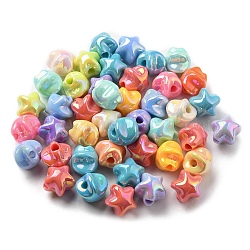 Uv perles acryliques de placage, iridescent, étoiles du nord, couleur mixte, 15x15.5x14mm, Trou: 3.8mm