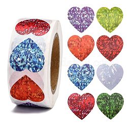 Rouleau d'autocollants en forme de coeur, étiquette adhésive autocollant saint valentin, pour la décoration des accessoires de noce, colorées, 25x25mm, 500pcs / roll
