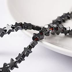 Non-Magnetic Synthetic Hematite Beads Strands, Christmas Star, Black, Size: about 6mm in diameter, 2mm thick, hole: 1mm, about 87pcs/strand, 15.7 inch