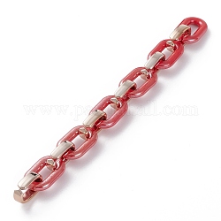Handmade Opaque Acrylic Cable Chains, with CCB Plastic Quick Link Connectors, Red, 31.5x19.5x5.5mm, 24.5x15.5x6.5mm, 39.37 inces(1m)/strand