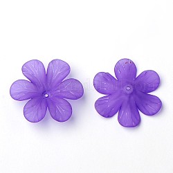 Transparente Acryl Perlen, matt, Blume Perlkappen, blau violett, 30x8 mm, Bohrung: 1.5~2 mm, ca. 314 Stk. / 500 g