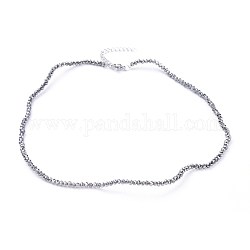 Collares de abalorios de vidrio electroplate, con cierres de langosta de acero inoxidable 14.96 y cadenas de bordillo, plata, 38 pulgada ({2} cm)