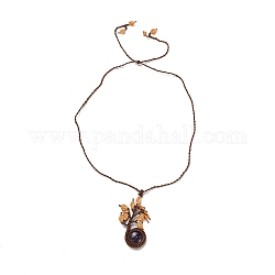 Natürliche Amethyst Baum des Lebens Anhänger Halskette, verstellbare geflochtene Halskette aus Wachsschnur, 29.92 Zoll (76 cm)