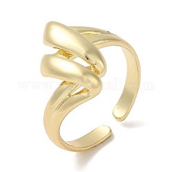 Offene Manschettenringe aus Messing, gedrehter Ring für Frauen, echtes 18k vergoldet, uns Größe 6 1/4 (16.7mm), 2.5~16 mm