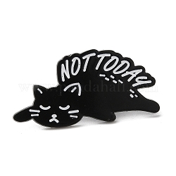 Lying Cat Enamel Pins, Alloy Brooch for Backpack Clothes, Black, 17.5x33.5x1.5mm
