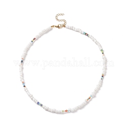 Collana di perline di semi di vetro per donna, bianco, 15.91 pollice (40.4 cm)