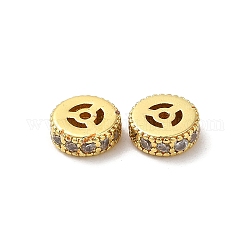 Rack Plating Brass Cubic Zirconia Beads, Long-Lasting Plated, Lead Free & Cadmium Free, Column, Golden, 7x3mm, Hole: 1mm