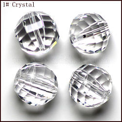 Imitation Austrian Crystal Beads, Grade AAA, Faceted, Round, Clear, 8mm, Hole: 0.9~1mm