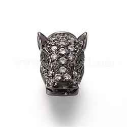Perles de zircone cubique micro pave en Laiton, animaux, gunmetal, 16.8x7.8mm