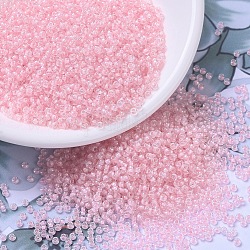 Miyuki runde Rocailles Perlen, japanische Saatperlen, (rr203) rosa gefütterter Kristall, 11/0, 2x1.3 mm, Bohrung: 0.8 mm, ca. 5500 Stk. / 50 g