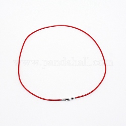 Fabrication de colliers de cordes cirées en polyester, avec 304 fermoirs à baïonnette en acier inoxydable, couleur inoxydable, rouge, 46x0.2 cm
