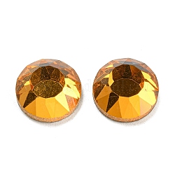 Cabuchones de cristal, espalda y espalda planas, facetados, semicírculo, naranja, 12x5mm