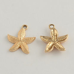 Alloy Starfish Pendants, Light Gold, 22x19x3mm, Hole: 2.5mm