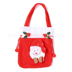 Bolsas de regalos con cordón de tela, con asa bolsas de dulces, adornos navideños para niños, rectángulo con muñeco de nieve, rojo, 23x18x1.3 cm