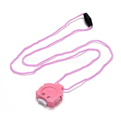 Пластиковый счетчик вязания крючком, портативный счетчик рядов, с вытяжным шнуром, кулон вязальный инструмент, розовые, 5.2 см