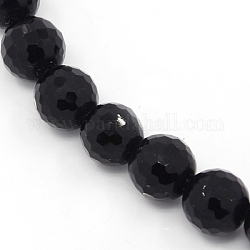 Synthetic Black Stone Beads Strands, Dyed, Faceted(128 Facets) Round, Black, about 10mm in diameter, hole: 1mm, about 38 pcs/strand, 15.5 inch