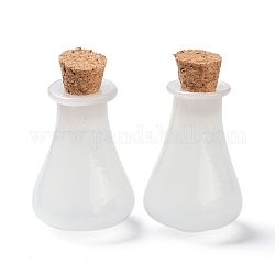 Glass Cork Bottles, Glass Empty Wishing Bottles, DIY Vials for Home Decorations, White, 17x27mm