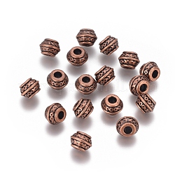 Perles de séparateur de style tibétain , sans plomb et sans cadmium, rondelle, cuivre rouge, 9 mm de diamètre, épaisseur de 7mm, Trou: 3.5mm