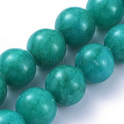 Natural Mashan Jade Beads Strands, Dyed, Round, Cadet Blue, 8mm, Hole: 1mm, about 50pcs/strand, 16 inch