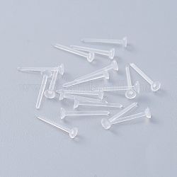 Accessoires de boucles d'oreilles en plastique écologiques, plat rond, clair, 12x3mm, pin: 0.8 mm, environ 10000 pcs / sachet 
