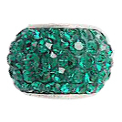 Österreichische Kristall europäischen Perlen, Großloch perlen, mit 925 Einzelader aus Sterlingsilber, Rondell, 205 _emerald, 11x7.5 mm, Bohrung: 4.5 mm