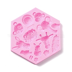 Moldes de silicona de calidad alimentaria para animales diy, moldes de resina, para resina uv, fabricación de joyas de resina epoxi, forma mixta, rosa perla, 114x132x14mm, diámetro interior: 10~43x9~44 mm