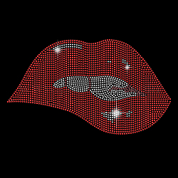 SUPERDANT Red Lips Rhinestone Patches Applique Bling Iron on Patches Cool Cowboy Clothing Iron on Rhinestone Appliques for Clothes Bag Shoes T-Shirt Deocr