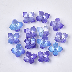 Perlenkappen aus Celluloseacetat (Harz), 4-Blütenblatt, Blume, Schieferblau, 14x14x6 mm, Bohrung: 1.2 mm