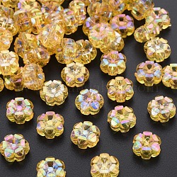 Transparent Acrylic Beads, AB Color Plated, Flower, Orange, 10x5mm, Hole: 1.8mm, about 1650pcs/500g