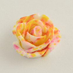 Spray Painted Rose Flower Resin Cabochons, Gold, 16x16x8mm