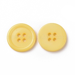 Boutons en résine, teinte, plat rond, jaune, 20x3mm, Trou: 2mm, 195 pcs /sachet 
