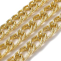 Оксидированные алюминиевые текстурированные веревочные цепи, несварные, с катушкой, золотой свет, 15.5x9x4 мм, около 82.02 фута (25 м) / рулон